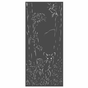 Panneau décoratif extérieur en métal H. 180cm - Faon et écureuil